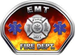 EMT Firefighter Helmet Face Decal (REFLECTIVE) Real Fire