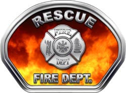 Rescue Firefighter Helmet Face Decal (REFLECTIVE) Real Fire