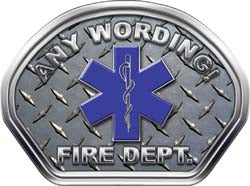 Custom Helmet Face Decal in Diamond Plate with Star of Life