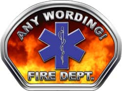Custom Helmet Face Decal in Fire with Star of Life