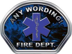 Custom Helmet Face Decal in Inferno Blue with Star of Life