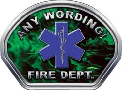 Custom Helmet Face Decal in Inferno Green with Star of Life