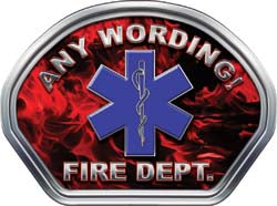 Custom Helmet Face Decal in Inferno Red with Star of Life
