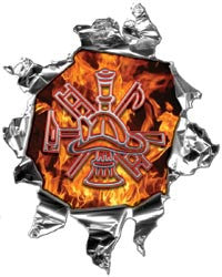 Mini Ripped Torn Metal Decal Inferno Flames Firefighter Scramble