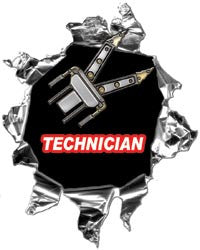 Mini Ripped Torn Metal Decal Rescue Technician Graphic