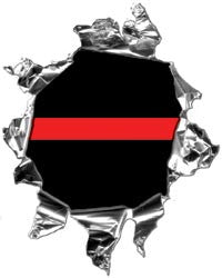 Mini Ripped Torn Metal Decal Thin Red Line Graphic