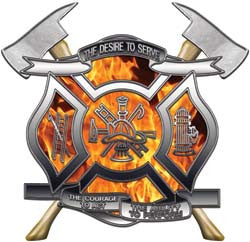 Desire To Serve Firefighter Decals with Axes Inferno