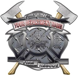 Personalized Department Maltese Cross with Axe in Diamond Plate