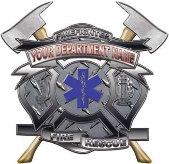 Personalized Department Maltese Cross with Axe in Diamond Plate with S.O.L.