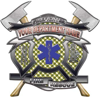 Personalized Department Maltese Cross with Axe in Gold w/ S.O.L.