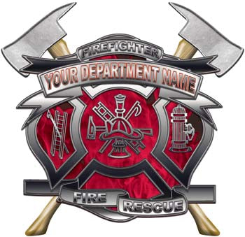 Personalized Department Maltese Cross with Axe in Inferno Pink with MC