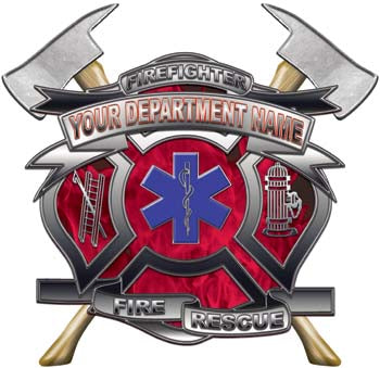 Personalized Department Maltese Cross with Axe in Inferno Pink with Star Of Life