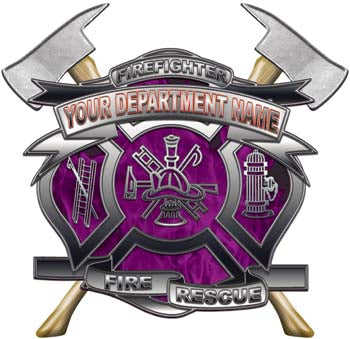 Personalized Department Maltese Cross with Axe in Inferno Purple with MC
