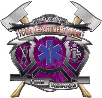 Personalized Department Maltese Cross with Axe in Inferno Purple with Star Of Life