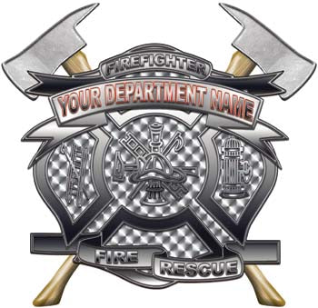 Personalized Department Maltese Cross with Axe in Silver with MC