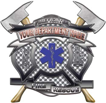 Personalized Department Maltese Cross with Axe in Silver with Star of Life