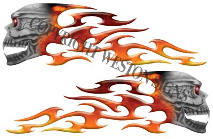 Real Fire Gas Tank Tribal Skull Flames