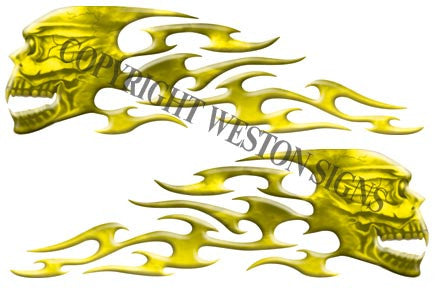 Yellow Gas Tank Tribal Skull Flames
