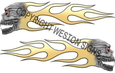 Gold Skull Flames