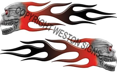 Red Fade Skull Flames