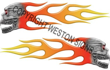 Red and Yellow Skull Flames