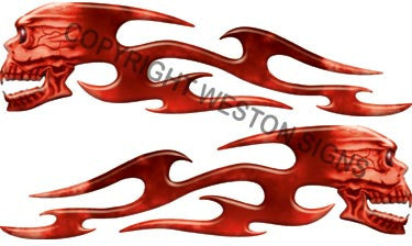 Red Tribal Skull Flames
