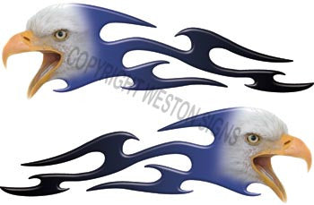 Tribal Blue Fade Eagle Flames