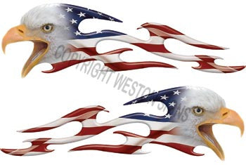 Tribal American Flag Eagle Flames