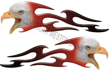Tribal Red Fade Eagle Flames