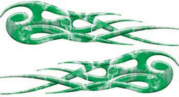 Green Twisted Ghost Skull Flames