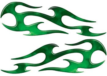Green Real Fire Tribal Motorcycle Side Cover, Tank or Helmet Custom Digitally Airbrushed Flames