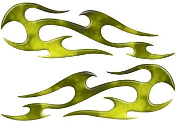 Yellow Real Fire Tribal Motorcycle Side Cover, Tank or Helmet Custom Digitally Airbrushed Flames