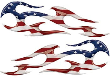American Flag Tribal Motorcycle Side Cover, Tank or Helmet Custom Digitally Airbrushed Flames