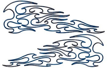 Tribal Pin Stripe Flames Inferno Blue