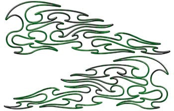 Tribal Pin Stripe Flames Inferno Green
