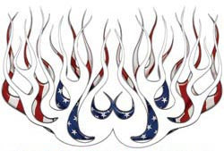 American Flag Old School Retro Style Flames