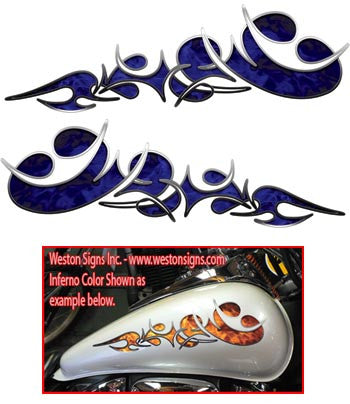 Inferno Blue Reversed Tribal Flame Graphics