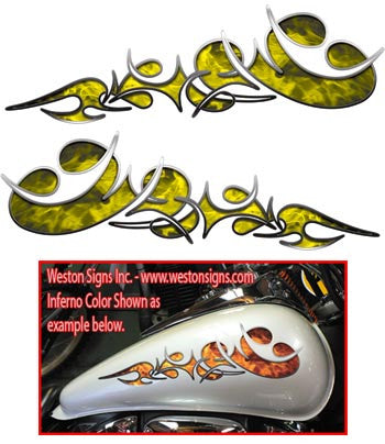 Inferno Yellow Reversed Tribal Flame Graphics