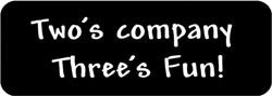 Two's company Three's Fun! Biker Helmet Sticker