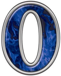 Reflective Number 0 with Inferno Blue Flames