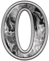 Reflective Number 0 with Inferno Gray Flames