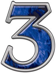 Reflective Number 3 with Inferno Blue Flames