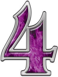 Reflective Number 4 with Inferno Purple Flames