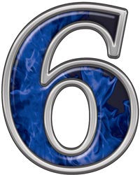 Reflective Number 6 with Inferno Blue Flames