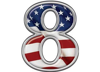 Reflective Number 8 with Flag