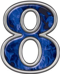 Reflective Number 8 with Inferno Blue Flames