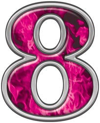Reflective Number 8 with Inferno Pink Flames