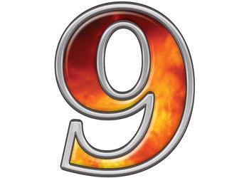 Reflective Number 9 with Real Fire
