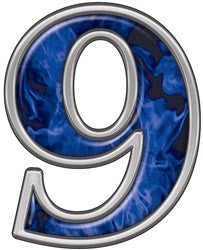 Reflective Number 9 with Inferno Blue Flames