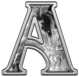 Reflective Letter A with Inferno Gray Flames